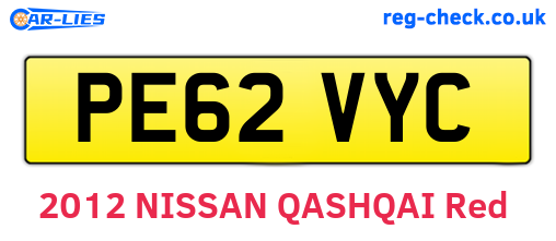 PE62VYC are the vehicle registration plates.