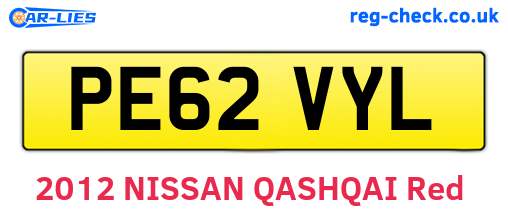 PE62VYL are the vehicle registration plates.