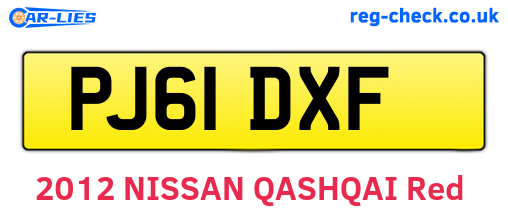 PJ61DXF are the vehicle registration plates.