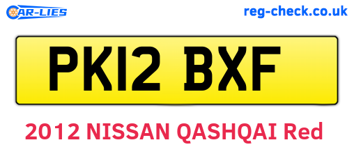 PK12BXF are the vehicle registration plates.