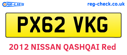 PX62VKG are the vehicle registration plates.