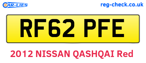 RF62PFE are the vehicle registration plates.