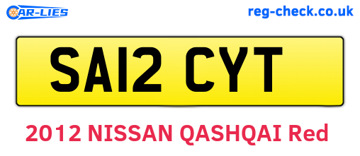 SA12CYT are the vehicle registration plates.