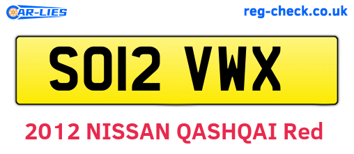 SO12VWX are the vehicle registration plates.