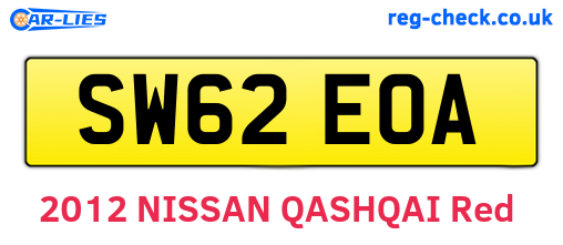 SW62EOA are the vehicle registration plates.