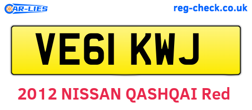 VE61KWJ are the vehicle registration plates.