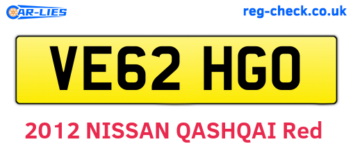 VE62HGO are the vehicle registration plates.