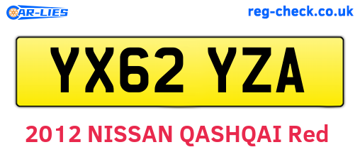YX62YZA are the vehicle registration plates.