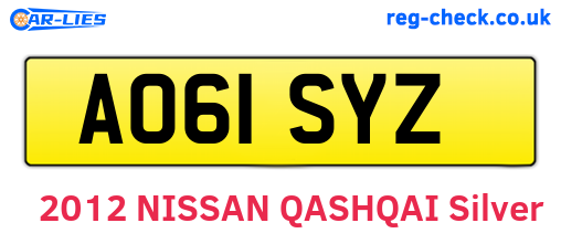 AO61SYZ are the vehicle registration plates.