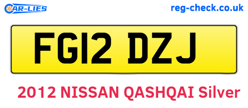 FG12DZJ are the vehicle registration plates.