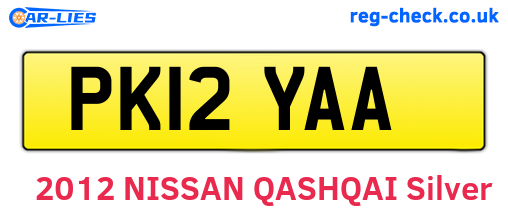PK12YAA are the vehicle registration plates.