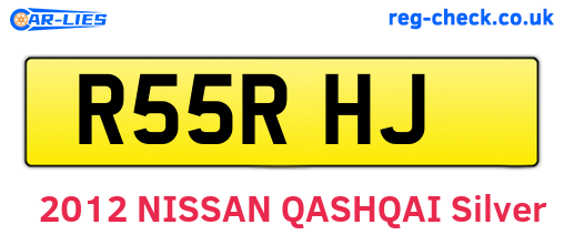 R55RHJ are the vehicle registration plates.