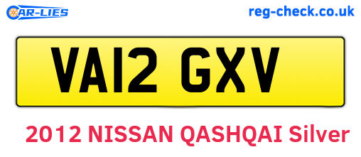 VA12GXV are the vehicle registration plates.