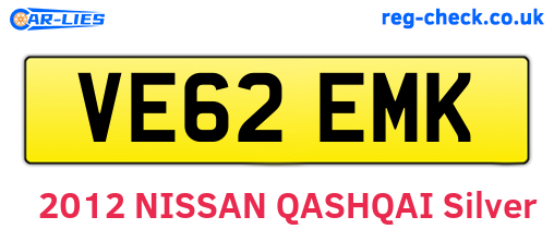 VE62EMK are the vehicle registration plates.