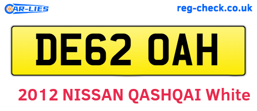 DE62OAH are the vehicle registration plates.