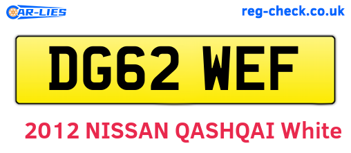 DG62WEF are the vehicle registration plates.