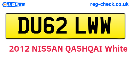 DU62LWW are the vehicle registration plates.