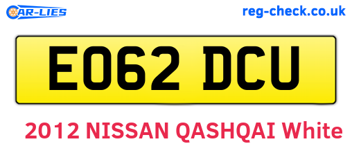 EO62DCU are the vehicle registration plates.
