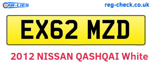 EX62MZD are the vehicle registration plates.