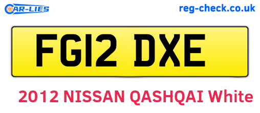 FG12DXE are the vehicle registration plates.