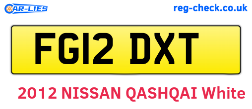 FG12DXT are the vehicle registration plates.