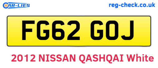 FG62GOJ are the vehicle registration plates.