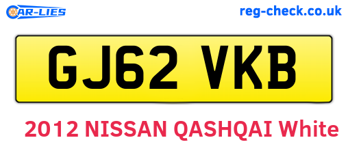 GJ62VKB are the vehicle registration plates.