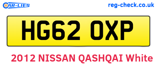 HG62OXP are the vehicle registration plates.