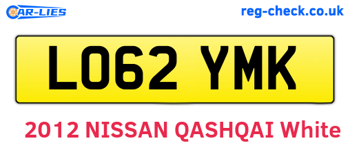 LO62YMK are the vehicle registration plates.
