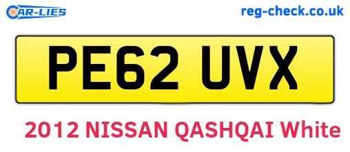 PE62UVX are the vehicle registration plates.