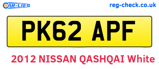 PK62APF are the vehicle registration plates.