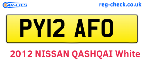 PY12AFO are the vehicle registration plates.