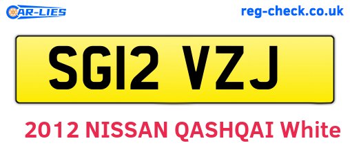 SG12VZJ are the vehicle registration plates.