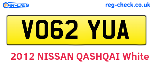 VO62YUA are the vehicle registration plates.