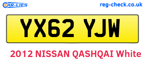 YX62YJW are the vehicle registration plates.