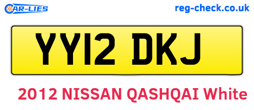 YY12DKJ are the vehicle registration plates.