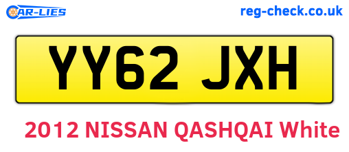 YY62JXH are the vehicle registration plates.