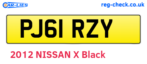 PJ61RZY are the vehicle registration plates.
