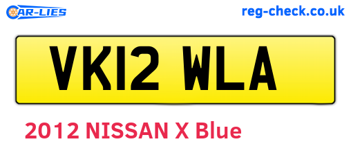 VK12WLA are the vehicle registration plates.