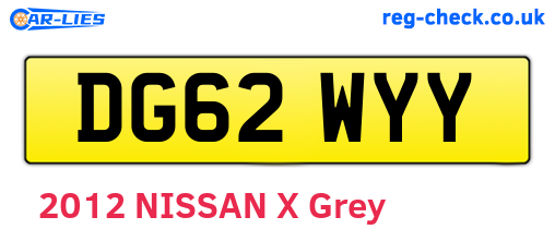 DG62WYY are the vehicle registration plates.