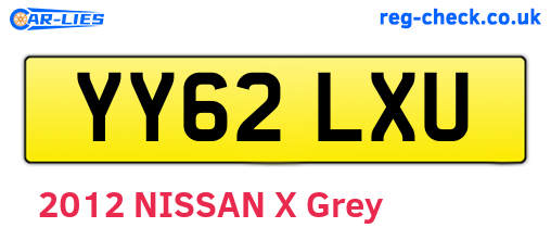 YY62LXU are the vehicle registration plates.