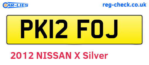 PK12FOJ are the vehicle registration plates.