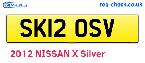 SK12OSV are the vehicle registration plates.