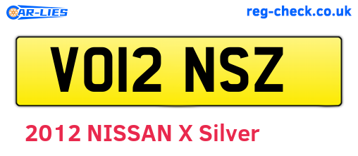 VO12NSZ are the vehicle registration plates.