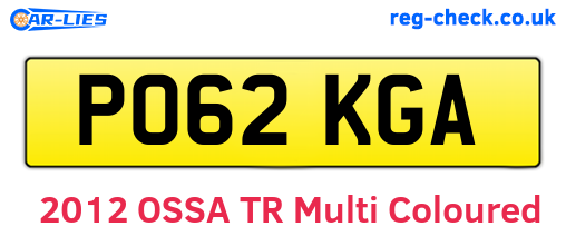 PO62KGA are the vehicle registration plates.