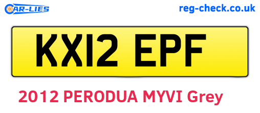 KX12EPF are the vehicle registration plates.