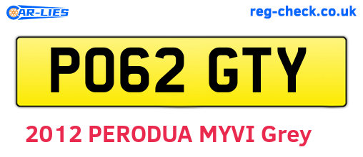 PO62GTY are the vehicle registration plates.