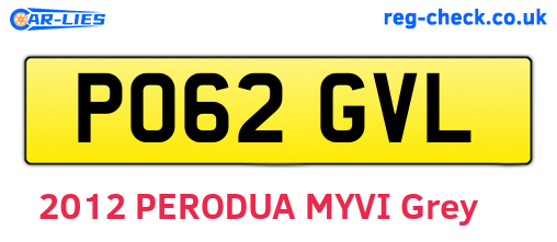 PO62GVL are the vehicle registration plates.