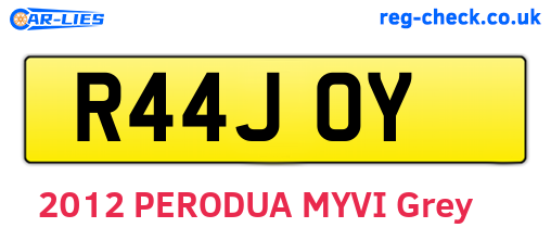 R44JOY are the vehicle registration plates.