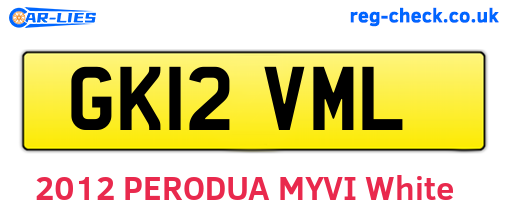 GK12VML are the vehicle registration plates.